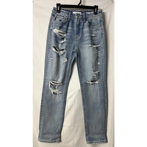 NWT Flying Monkey Black Label Womens Light Wash Distressed Jeans‎ Denim Size 25